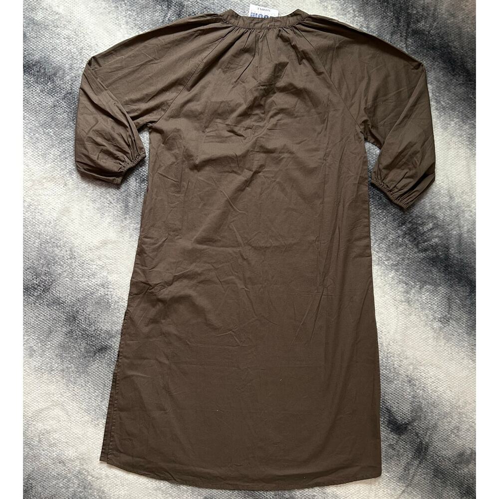 NWT Sundry Raglan Cotton Woven Henley Knee Length Brown Dress Size XL 4 Boho - Picture 3 of 16